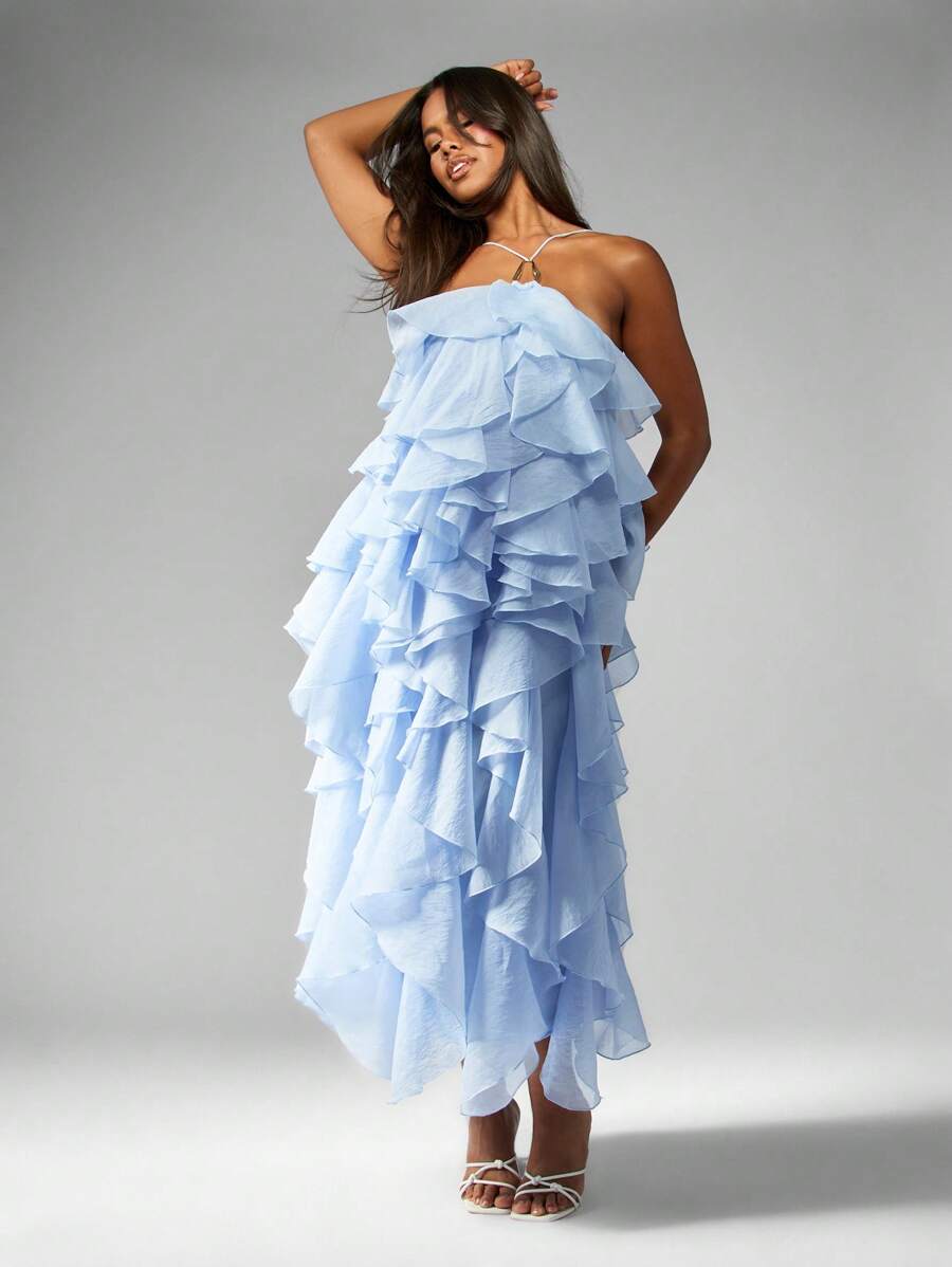 hot pink women's dresses Hot Pink Ruffled High Low Dress