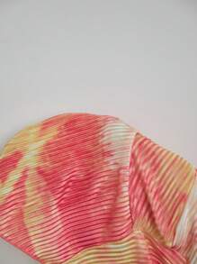 SHEIN Unity Asymmetrical Tie Dye Twist Cutout Bandeau Top - Multicolor - View 6