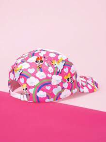 THE POWERPUFF GIRLS X SHEIN Blossom, Bubbles, Buttercup Pattern Adjustable Baseball Cap - White - View 4