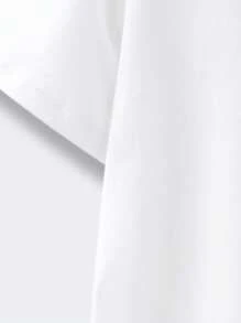 SHEIN 青少年男孩休闲街头服饰纯色百搭舒适纯色圆领短袖白色 T 恤，适合通勤、上学、日常穿着、旅行、运动、春夏季 - 白色 - 查看 8