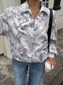 Muchica Casual Camouflage Print Woven Jacket In Fall/Winter - Grey - View 5