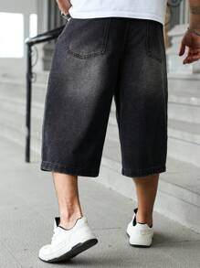 Claim Dot Plus Size Men's Casual Loose Denim Shorts, Summer Fashion Shorts For Men Jeans Hang Out Going Out Party Vacation Street