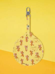 TOM & JERRY X SHEIN Pin Lencana Bulat dengan Pola Keju Kuning Lucu & Tikus Kartun - Yellow Gold - View 3