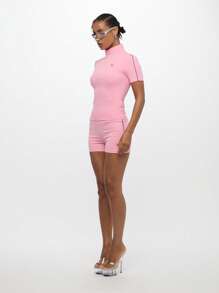 SUMWON WOMEN Activewear Fitness Hot Pants Workout Running Gym Shorts High Waisted Bottoms Spring Summer Athleisure - Pink - View 5
