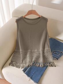 CosyJoli 大码女式休闲纯色蕾丝拼接吊带背心，夏季外出上衣