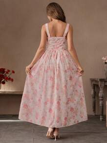 Savoree Vestido elegante de longitud media sin mangas con estampado para mujer