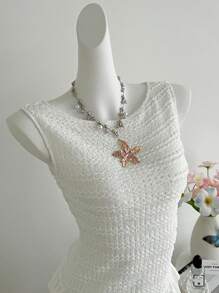 Sweetra Robe fleurie sans manches jacquard pour le trajet