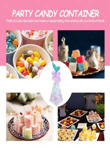 SHEIN 10Pcs Mermaid Party Boxes Favors Wedding Candy Boxes Paper Mermaid Boxes With Glitter Tail And Purple Bow Cookie Boxes For Shower Birthday Decorations