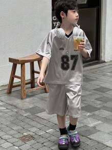 DAZY Tween Boys Street Casual Loose Print T-Shirt And Loose Shorts Set,Back To School Clothes