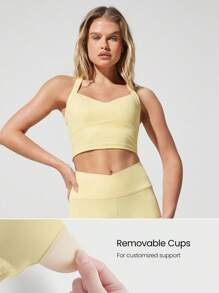 GLOWMODE FeatherFit™ See You Around Halter Backless Sports Bra Light Support Low Impact Yoga