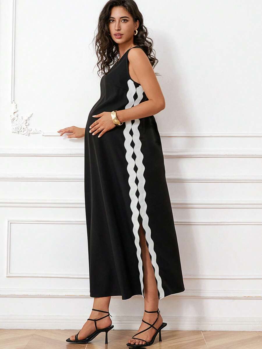 MaterniWear Maternity Sleeveless Dress, Fashion Suitable For Summer,Pregnancy Outfits - Black - View 1