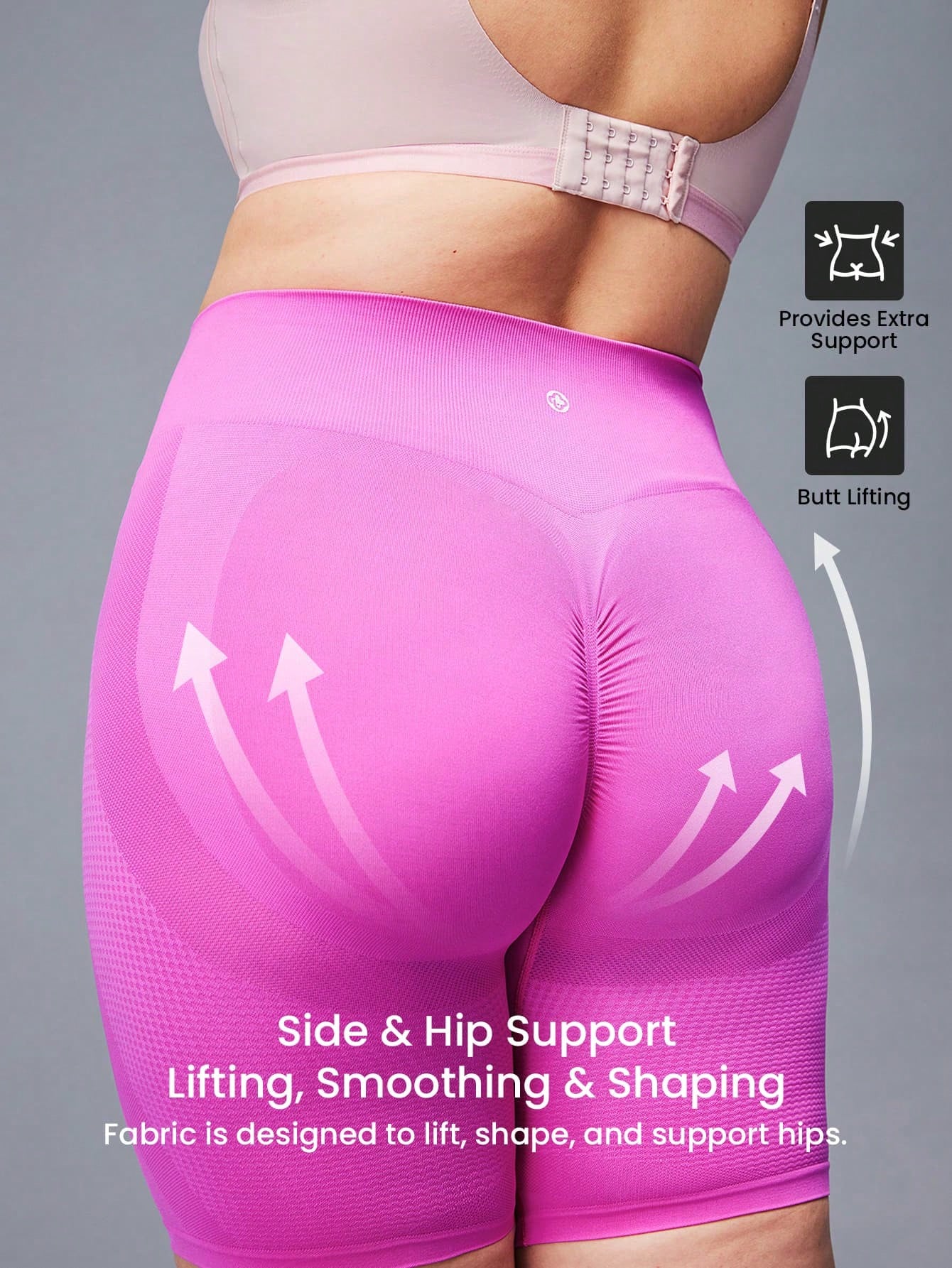 Pantaloncini sportivi da donna rosa con vita larga, eleganti, per yoga, fitness, ciclismo, leggings attivi, pantaloni da palestra