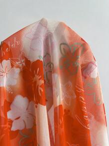 Sweetra Zufällig geschnittenes Blumenprint-Mesh-Top ohne Ärmel für Frauen