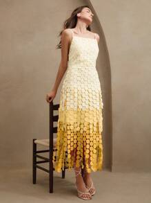 Anewsta Circular Tassel Hollow Out Embroidery High Waist Slip Dress, Flowy & Breathable, Summer Outfit For Women, Festival