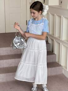 DAZY Conjunto de camiseta para niñas preadolescentes, otoño - Blanco - Ver 7