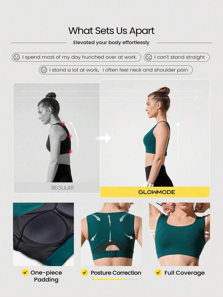 Powersculpt™ Sweat-Wicking Cool Feel Posture Correction Underarm Coverage Built-In Cups Back Closure Mesh Sports Tank High Impact Workout Running Training