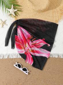 Cubrecostas de punto con estampado floral para chicas adolescentes, de diseño a la moda, lindo y conservador, adecuado para la playa, la natación, las vacaciones y el verano