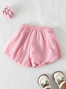 SHEIN Baby Girls Casual Comfortable Fashion Elastic Waist Shorts, Versatile For Summer Vacation And Daily Wear - Pink - View 1
