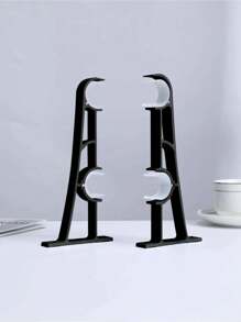 2pcs Dual Pole Base Decorative Curtain Rod Valentine's Day, Valentines Wedding, Birthday - Black - View 4