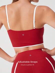 GLOWMODE Sutien sport lung FeatherFit™ bicolor, cu guler rotund, pentru yoga zilnic, cu impact redus