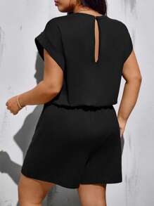 SHEIN Tall Tutina corta senza maniche con cintura in vita, collo rotondo e fiocco, adatta per donna taglia forte, primavera ed estate