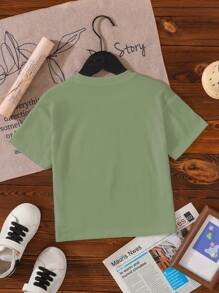 SHEIN Young Boy Short Sleeve Car & Letter Print Comfortable T-Shirt, Suitable For Summer Young Boys T Shirts