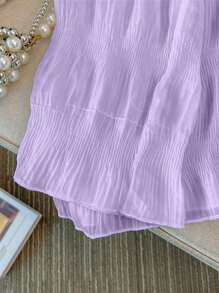 SHEIN 全新轻盈法式褶皱透视开衫，凸显女性魅力的外套 - 紫色 - 查看 4