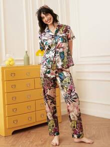 2pcs Women Tiger Print Pajama Set - Multicolor - View 6