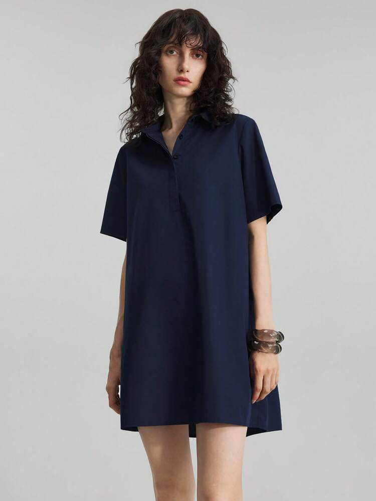 2025 Women's Casual Solid Color Loose Short Sleeve Mini Dress, Summer