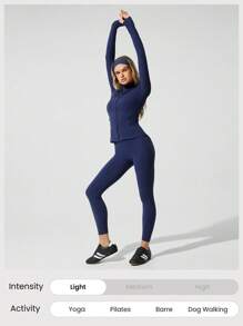 GLOWMODE FeatherFit™ For DD+ Slim-It Streamline Performance Secure Pockets Zip Up Long Sleeve Jacket Low Impact Yoga Daily Fall