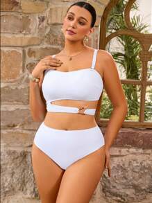 Swim Chiccia Plus Size Backless Style Bikini Top, Fashionable For Summer