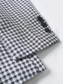 Manfinity Bizformal 男士格纹拼接商务通勤披肩领西装外套 - 黑與白 - 查看 8