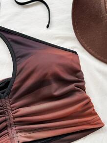 Soleia 女式复古扎染前镂空抽绳褶饰露背吊带背心和不对称荷叶边抽绳下摆迷你裙套装，适合派对、约会、下午茶、海滩、音乐节、狂欢节海滩装