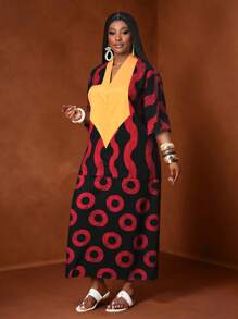 Slaydiva 2025 New Summer Geometric Color Block Plus Size Party Dress For African Women,Summer Dresses For Women - Multicolor - View 3