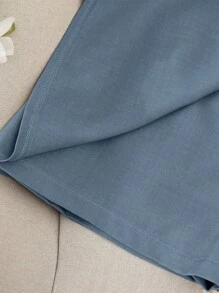 Calvaya Plus Size Women Solid Color Elegant Belt Decorated Shorts, Elegant For Commuting, Outgoing, Summer, Office, Party, Casual Wear Women Summer Clothing Women Plus Clothing Shorts Women Short Sets Women Short Set Women Summer Sets