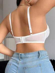 SHEIN 1 pièce Soutien-gorge sexy avec armature, en maille brodée, grande taille