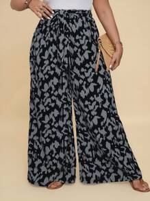 SHEIN VCAY 印花腰带阔腿夏季裤 - 彩色 - 查看 5