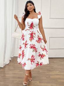 SHEIN Clasi Plus Size Women Elegant Classic Belted Dress, Suitable For Spring And Summer Outings - Multicolor - View 3