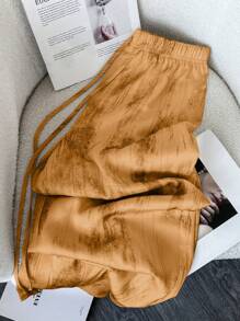 SHEIN LUNE 水墨雪纺缎哈伦裤