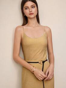 BizChic 2025夏季新款独立日音乐节派对上衣，适合婚礼宾客，早午餐吊带上衣，都市通勤，浪漫休闲，百搭夏季优雅女士吊带上衣 - 杏色 - 查看 1