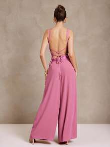 L'Amorae 女士褶皱长款雪纺夏季裤装 OFFICE CORPCORE - 紅色 - 查看 2