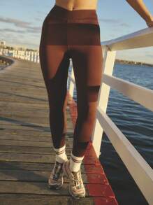 Aralina Leggings activos con detalle de cruce en la cintura para ropa de ocio y entrenamiento - Café integral - Ver 3