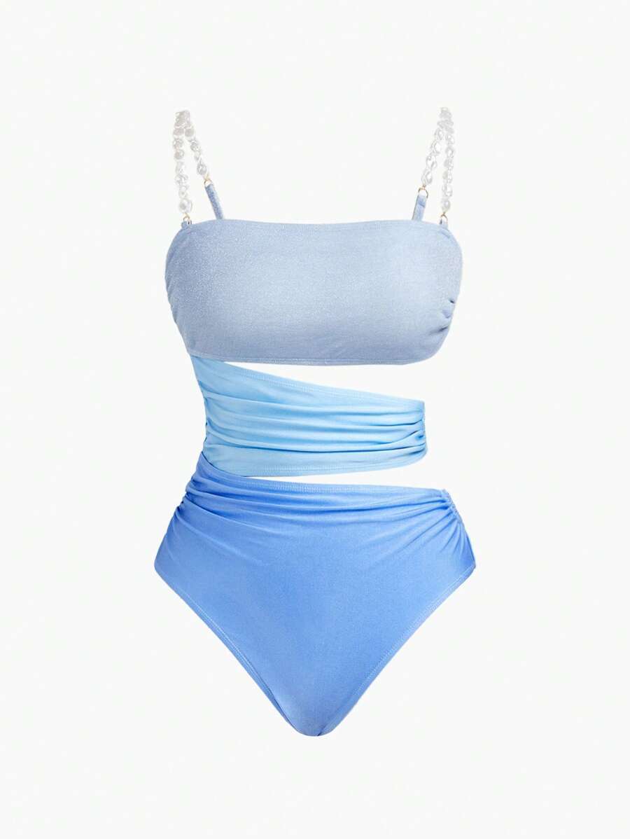 MOTF PREMIUM 拼色镂空连体泳衣 - 彩色 - 查看 1