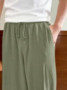 Manfinity VCAY Pantalones de tiro recto y casual con cordón en la cintura para hombres