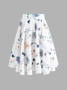 Ellevyn Elegant Women's A-Line Flower Printed Skirt
