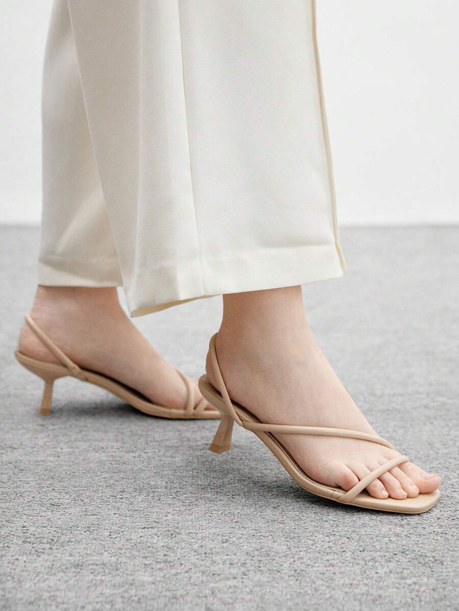 CUCCOO SZL Giày sandal đế vuông gót thấp gợi cảm màu mơ, quai hậu thích hợp khi đi làm, hẹn hò, tụ tập, ngày lễ, tiệc tùng, kỳ nghỉ, ngày lễ tình nhân - Màu be - Xem 1