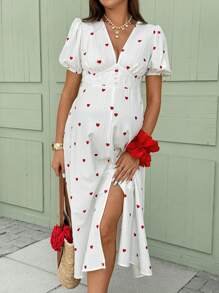 SHEIN 孕妇短袖V领连衣裙，夏季时尚 - 白色 - 查看 9