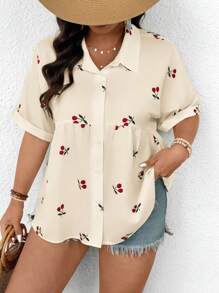 SHEIN Frenchy Blouse décontractée à manches courtes, à design ouvert à l'avant, en tissu texturé, confortable. Convient pour le printemps/été. Hauts printaniers pour femmes, hauts d'été pour femmes, robes élégantes pour femmes.