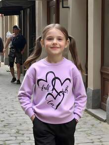 3pcs/Set Toddler Girls Fashion Casual Heart Print Crew Neck Long Sleeve T-Shirt Fall Winter - Multicolor - View 10