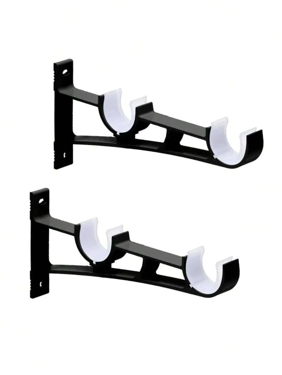 2pcs Dual Pole Base Decorative Curtain Rod Valentine's Day, Valentines Wedding, Birthday - Black - View 1